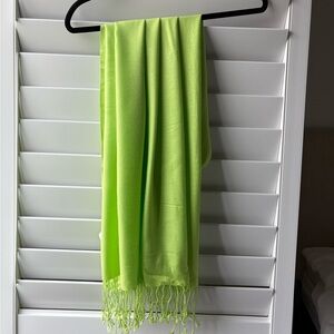 Neon green Vibrant rayon Scarf with Fringe spring summer